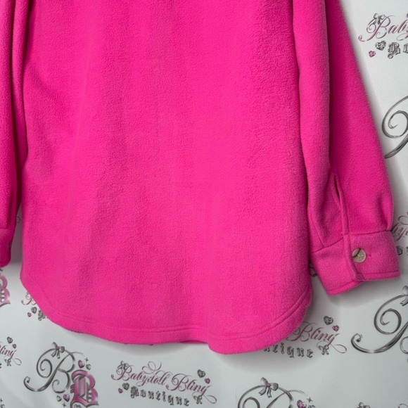 Thread + supply sweater jacket coat button up neon pink fleece soft comfy luxe - Picture 6 of 9